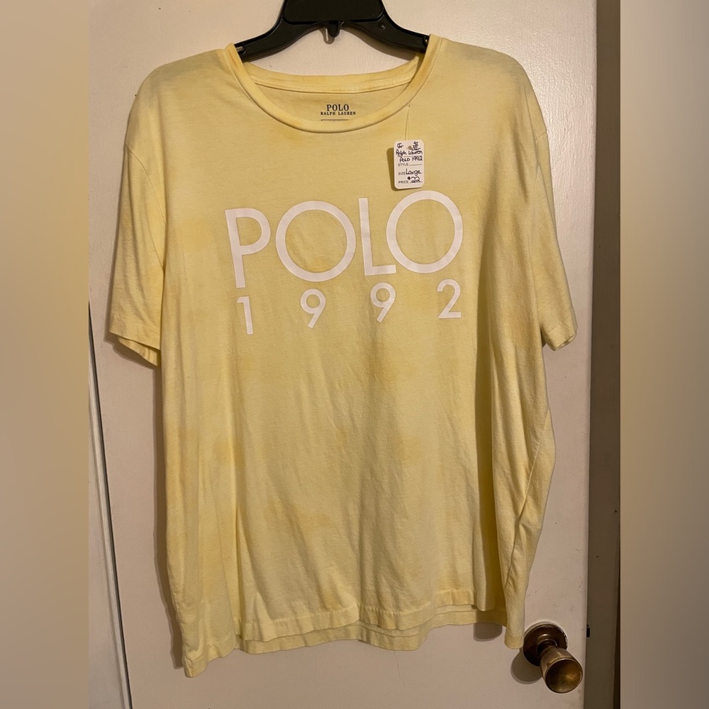 Polo Ralph Lauren 1992 Yellow Large T-shirt (lipstick on collar)